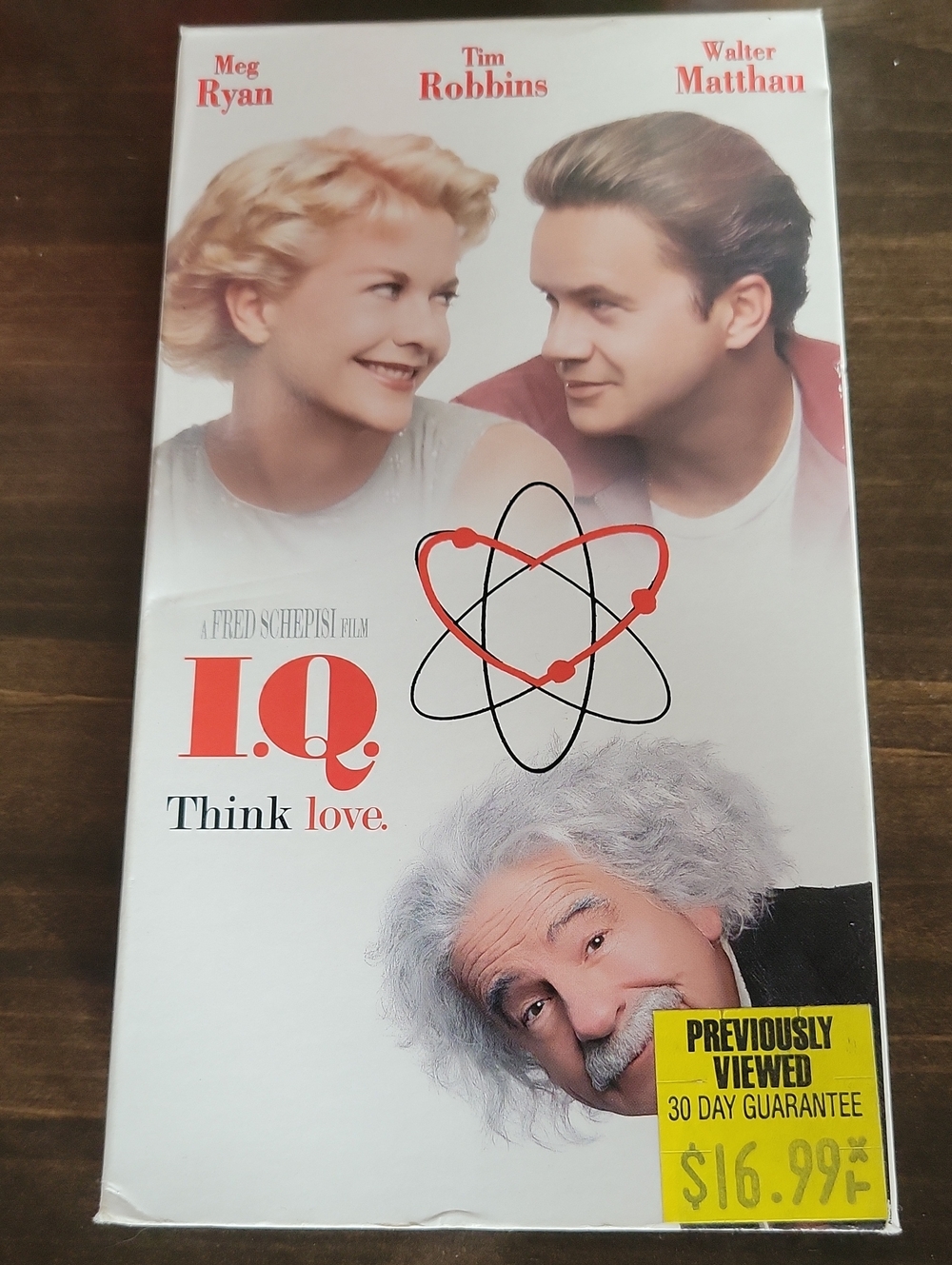 I.Q. Think Love. (White) VHS Movie Cover - Meg Ryan, Tim Robbins, Walter Matthau